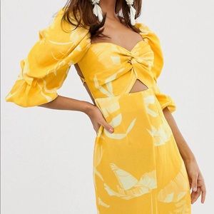 ASOS EDITION Yellow Print Backless Dress